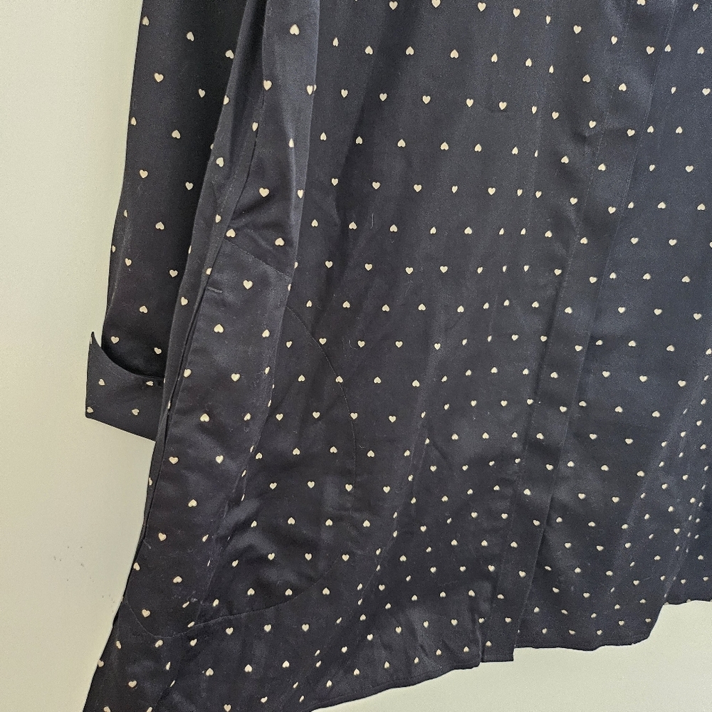 Chicos Navy Button-Front Tunic Shirt with Micro Heart Print No Iron Cotton XL - Picture 7 of 10